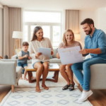Renovierungsfehler-Beratung Eine Familie bespricht mit einer Beraterin die Renovierungsplanung, um Renovierungsfehler durch falsche Materialwahl zu vermeiden.
