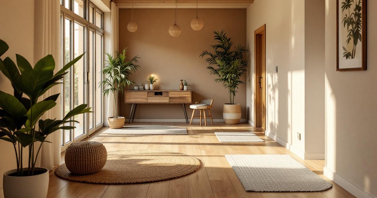 Heller und einladender Flur mit Holzfußboden, natürlicher Dekoration und viel Sonnenlicht als Beispiel für eine gelungene Nachhaltige Flurmodernisierung.