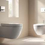 Modernes Badezimmer mit zwei wandhängenden weißen WCs in einer hellen, minimalistischen Ecke, die optimale Raumnutzung und Hygiene versprechen, Vakuumtoilette wassersparend installieren.